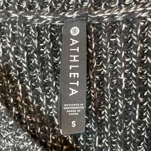 NWT Athleta Women's Shasta V-Neck Sweater Wool Blend Hi Low Black Marl Small New - Picture 8 of 11